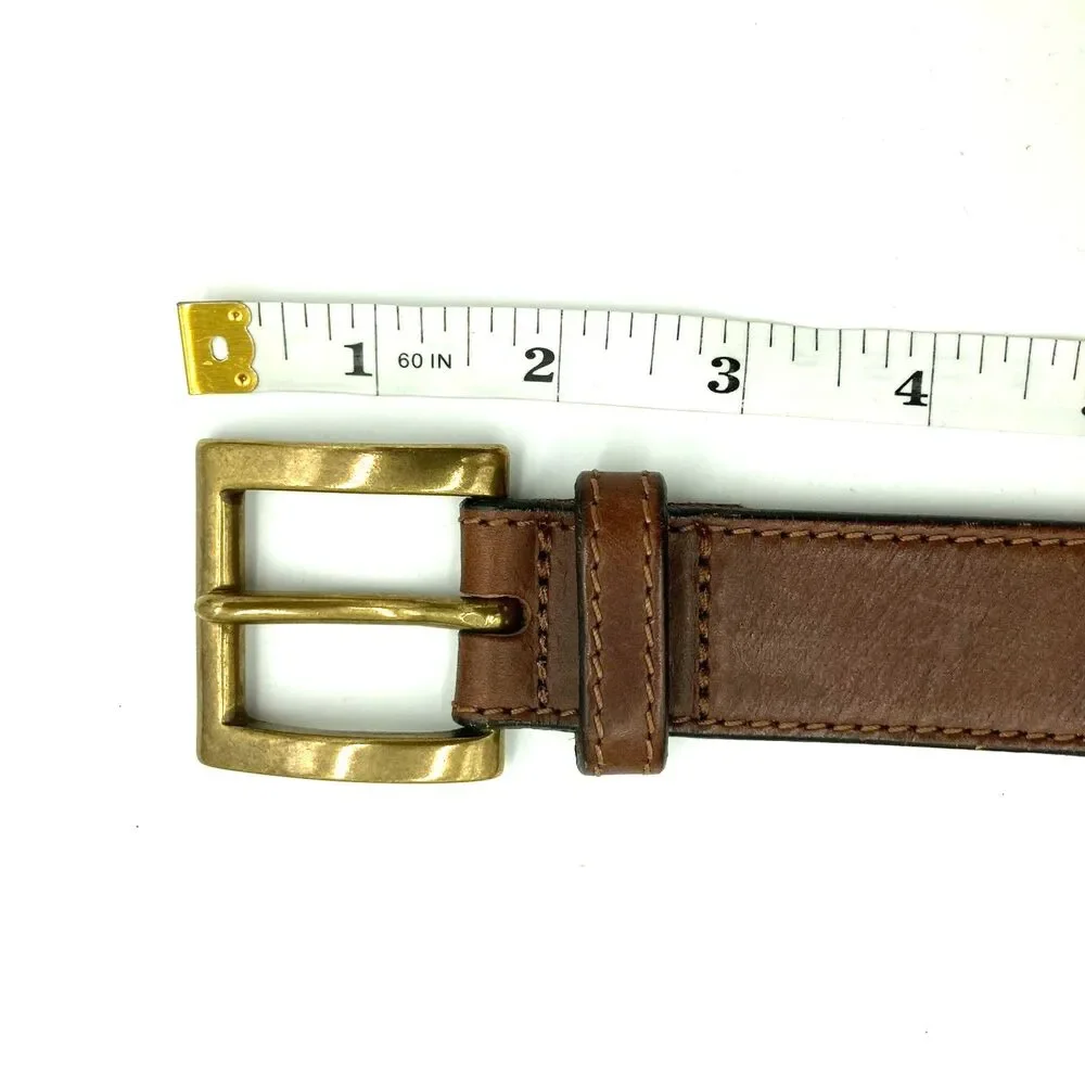 Vintage Eddie Bauer Mens Leather Belt Size 38 Solid Brass Buckle USA Made - Picture 9 of 14
